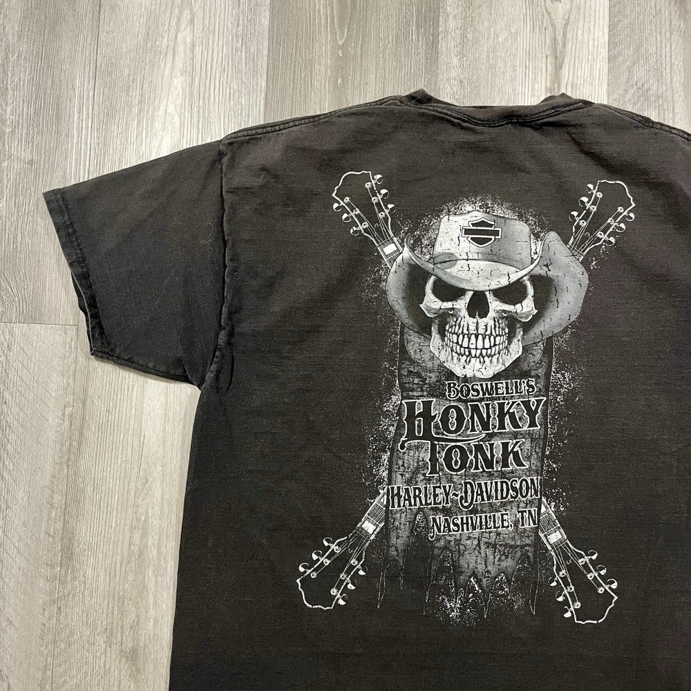 Vintage Y2K Harley Davidson Nashville Tennessee Guitar Flame Skull Sz XL Tshirt - Picture 4 of 10